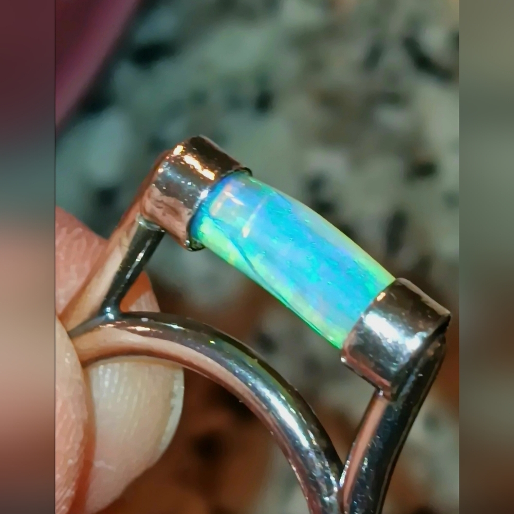 Opal Ring Opalized Belemnite Sterling Silver Colo… - image 10